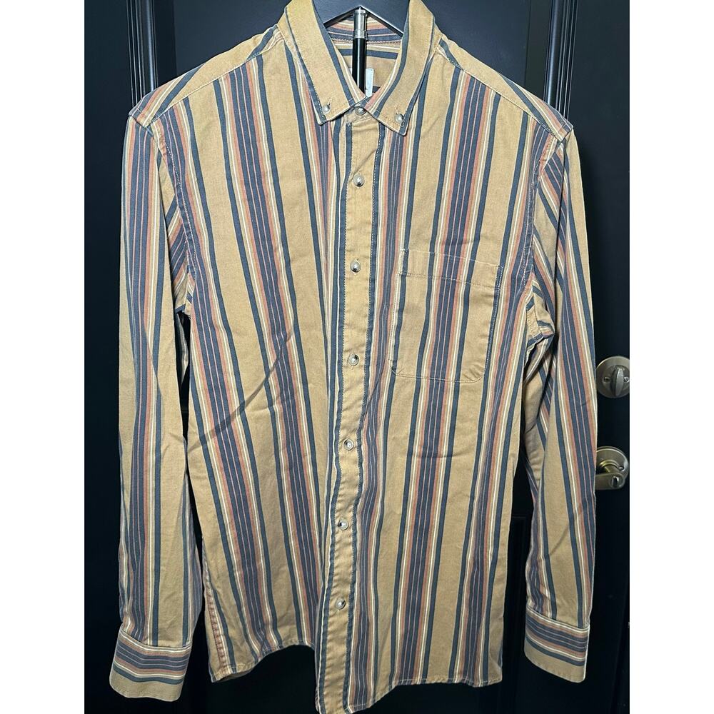 Zara Mens Size Small Heavy Cotton Long Sleeve Dress Shirt, Browns and Black